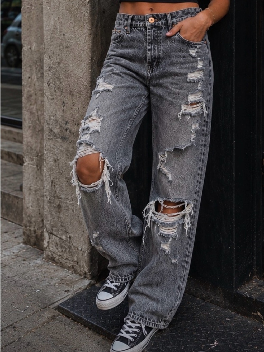 NWT Scotch and Soda L’Adorable Boyfriend Distressed Black Washed Jeans Size 29